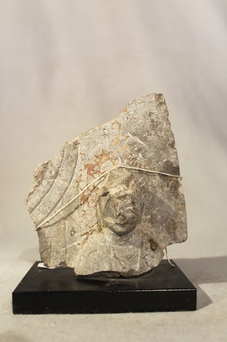 Lot 97 - A Chinese grey limestone stele fragment with...