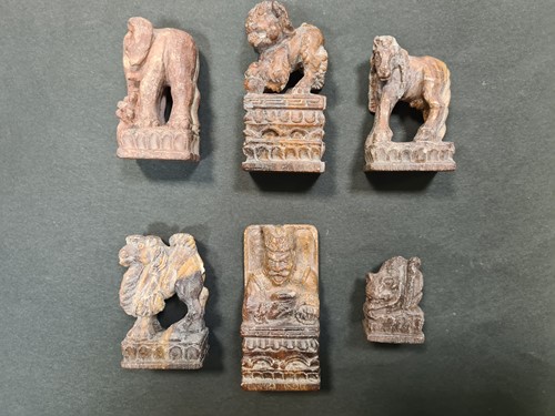 Lot 125 - A Chinese carved soapstone chess set,...