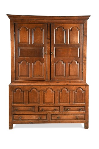 Lot 870 - A Welsh oak press cupboard, probably Cardiganshire, mid 18th century