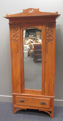 Lot 601 - An Art Nouveau period satin walnut wardrobe...