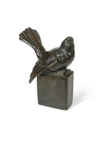Lot 805 - Edmund Gomanski (German 1854-1930) a Bronze study of a Finch