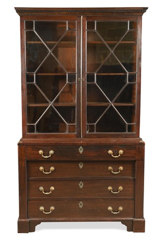 Lot 917 - An early George III style mahogany secretaire bookcase