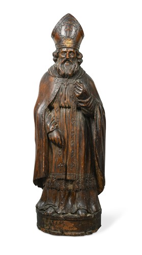 Lot 863 - A carved softwood figure of a bishop, 17th century