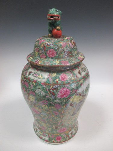 Lot 106 - A Canton jar and cover, 53cm high