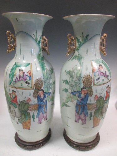 Lot 105 - A large pair of Chinese vases, 63cm high