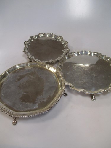 Lot 313 - Three silver waiters, 27.3ozt gross (3)