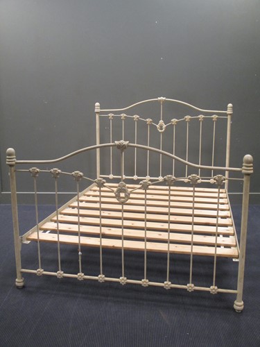 Lot 681 - A Victorian style white painted brass double...