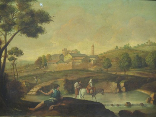 Lot 474 - A river landscape, oil on canvas 68.5 x 98cm