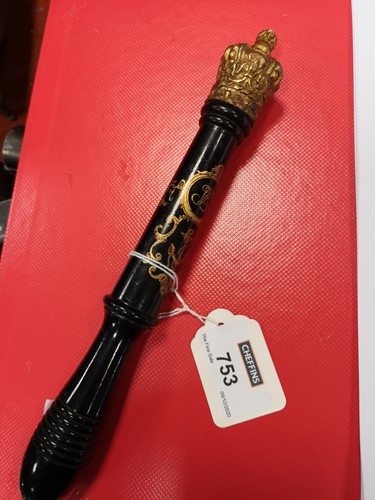 Lot 753 - A Victorian brass capped tipstaff