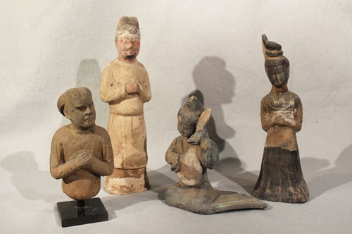 Lot 100 - A group of four Chinese painted pottery...