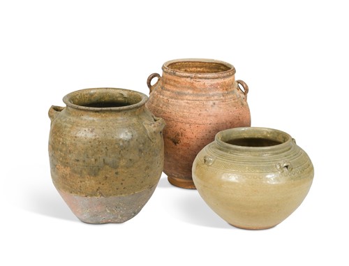 Lot 350 - Three Chinese jars, including a Yue type, perhaps 5th century