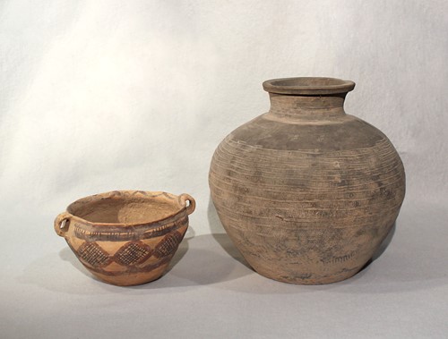 Lot 79 - Two Chinese Painted pottery vessels,...