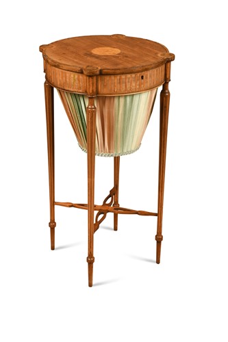 Lot 962 - A Regency satinwood marquetry work table