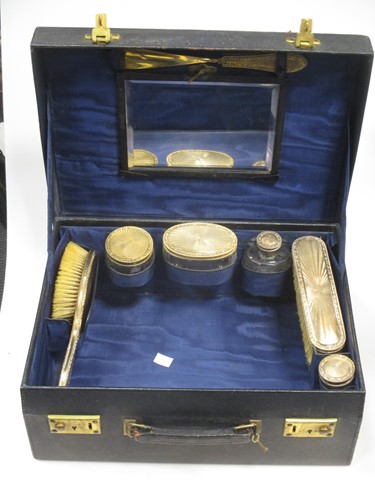 Lot 301 - Dressing case with silver gilt fittings