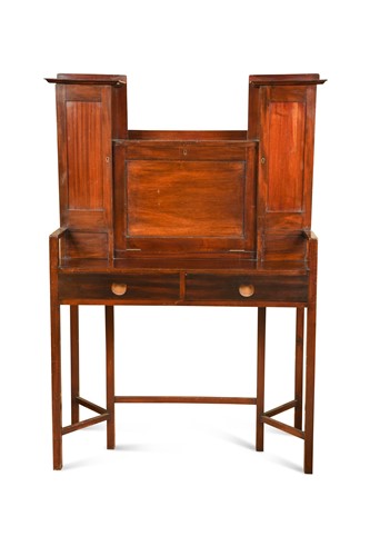 Lot 138 - Attributed to George Montague Ellwood for J. S. Henry, an Arts & Crafts mahogany secretaire, circa 1900