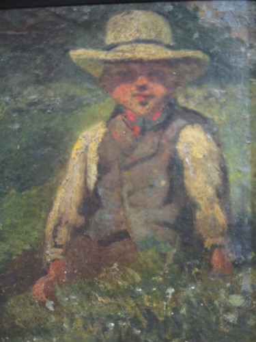 Lot 422 - English School, 19th century, A Boy in a straw...