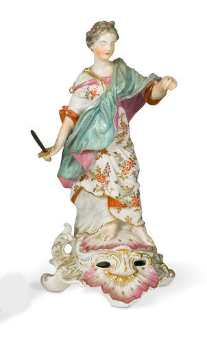 Lot 12 - A Chelsea-Derby figure of Justice, circa 1770