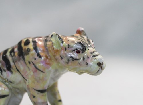 Lot 10 - A rare Longton Hall or Vauxhall model of a tiger, c. 1755-60