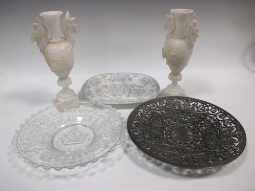 Lot 53 - A pair of Alabaster vases and other items