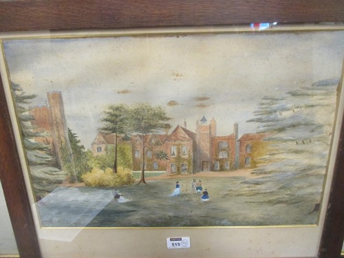 Lot 515 - A 19th century watercolour figures playing...