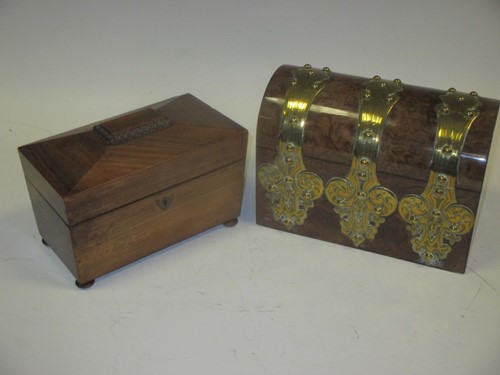 Lot 161 - A Victorian walnut and brass bound...