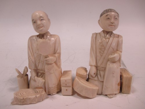 Lot 141 - Two Japanese ivory netsukes