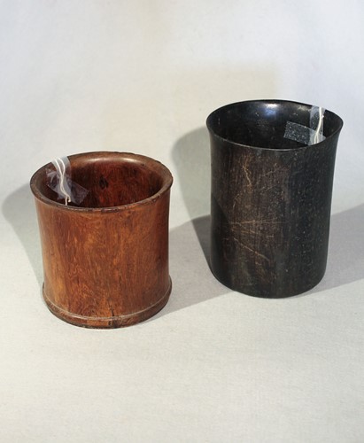 Lot 427 - A Chinese turned wood brush pot, probably Qing Dynasty, 18th/19th century