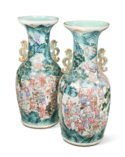 Lot 71 - A pair of Chinese Cantonese porcelain large vases circa 1850