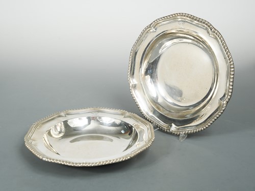 Lot 371 - A near pair of Victorian silver soup bowls