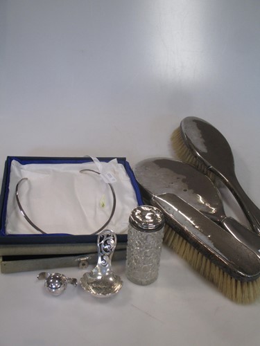 Lot 293 - A silver pendant and necklace: a silver sifter...
