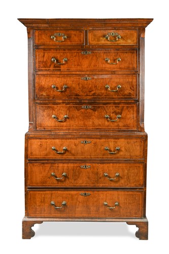 Lot 911 - A George III walnut chest on chest