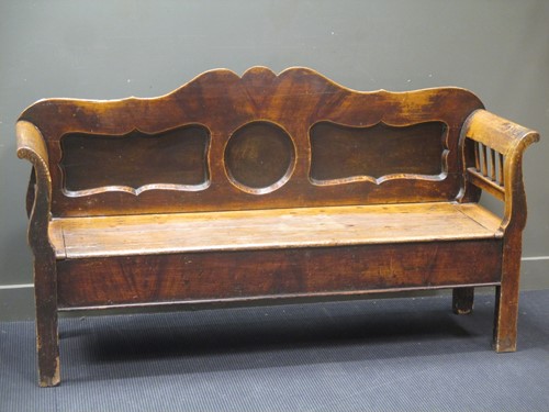 Lot 588 - A 19th century Hungarian hall bench 184cm wide