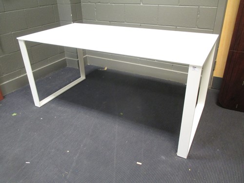 Lot 576 - A contemporary Heals white glass and steel...