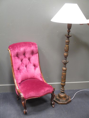 Lot 634 - A Victorian nursing chair upholstered in pink...