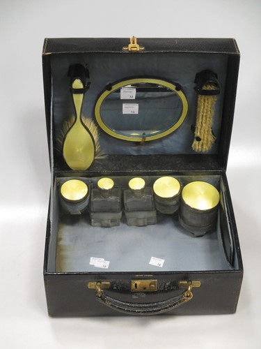 Lot 304 - A silver and yellow guilloché enamel dressing...
