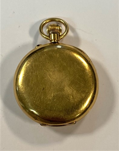 Lot 224 - Unsigned - A lady's Swiss 18ct gold half hunter pocket watch retailed by Barraud & Lund
