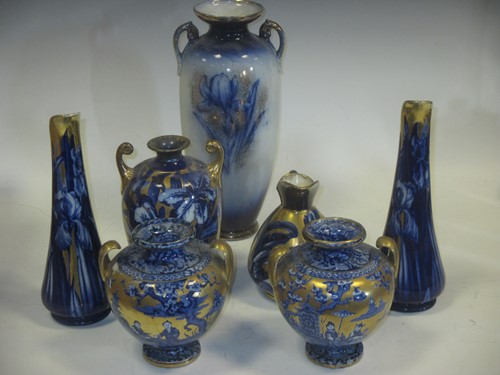 Lot 56 - A pair of Kent Foley Ware vases, a similar...