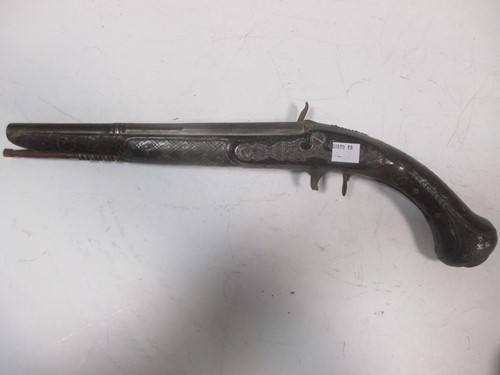 Lot 147 - A continental flintlock pistol, signed lock...