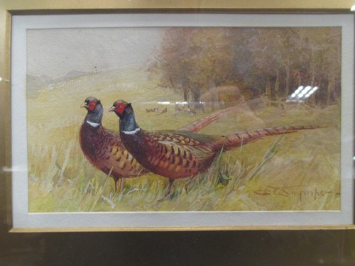 Lot 454 - Charles Whymper (1853-1941) Two cock pheasants...