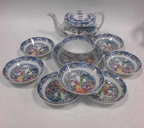 Lot 114 - A Regency pottery tea service for seven,...
