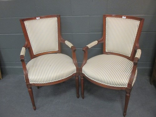 Lot 740 - A pair of Louis XVI style fauteuils (2)