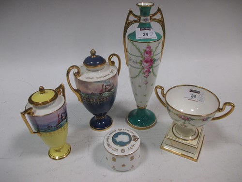 Lot 24 - A Minton two-handled vase and cover, inscribed...