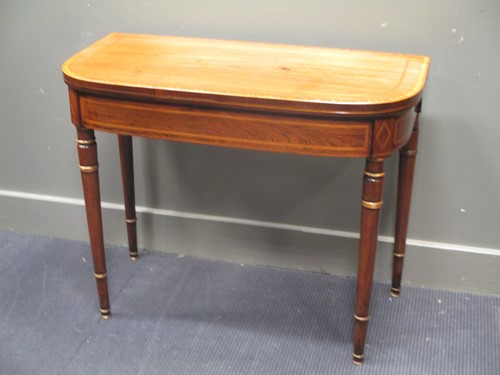 Lot 606 - A 19th century D shape crossbanded rosewood...
