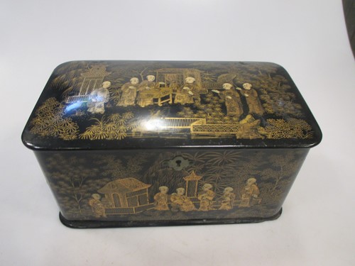Lot 160 - A 19th century lacquered two-compartment tea...