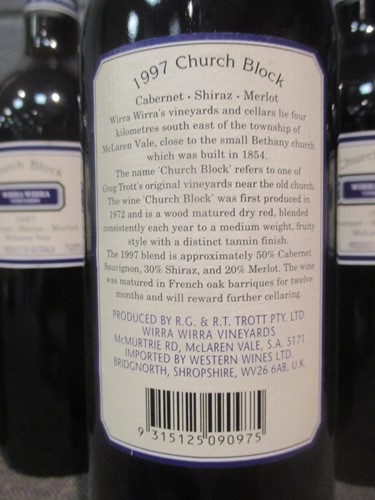 Lot 818 - Wirra Wirra Church Block 1997, 12 bottles