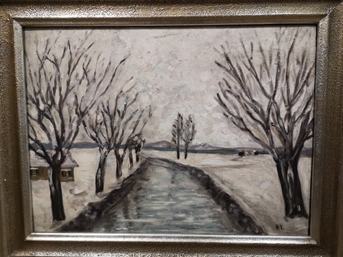 Lot 557 - Winter Landscape signed 'BL.' (lower right)...