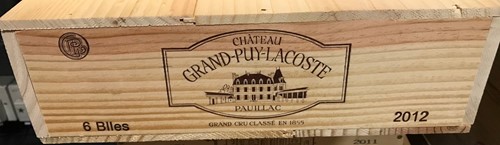 Lot 707 - Chateau Grand Puy Lacoste, Pauillac 2012, 6...