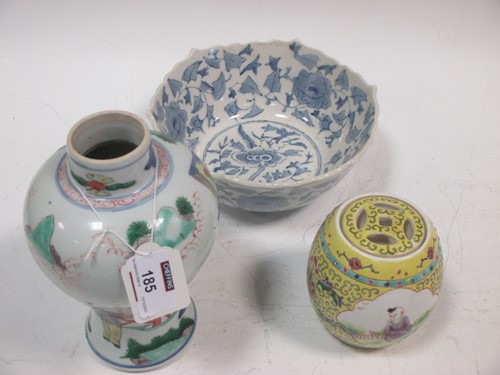 Lot 185 - An 18th century Chinese famille verte baluster...
