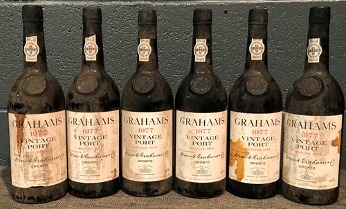 Lot 795 - Graham's vintage port 1977, 6 bottles, levels...