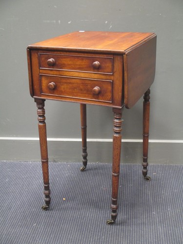 Lot 555 - A Regency mahogany work table, 76.5cm high